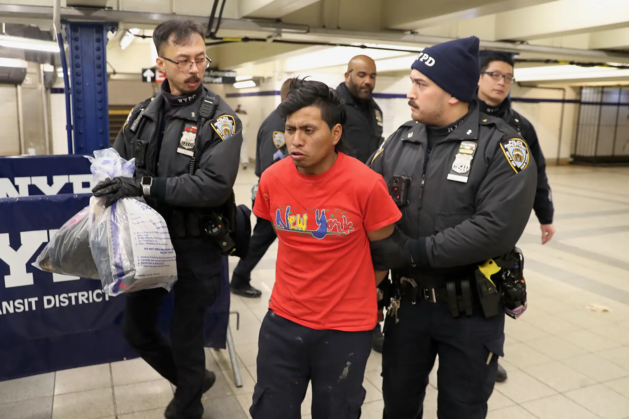 exclusive nypd officers escort suspect 95766758