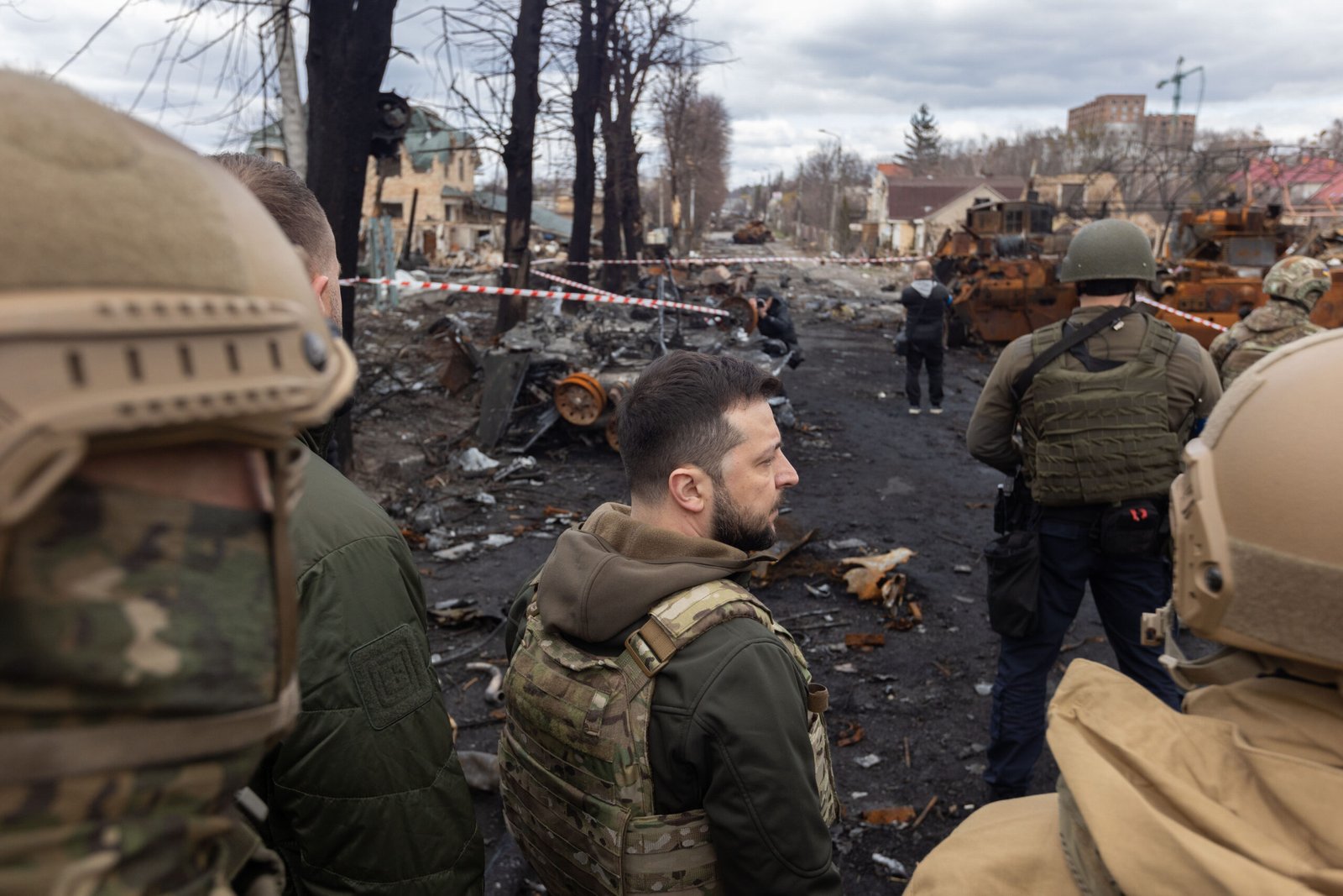 Bucha after Russian invasion of Ukraine President Zelensky 2 scaled