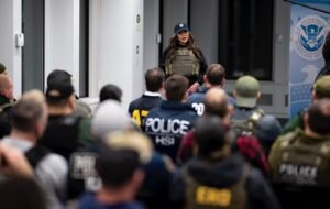 Secretary Noem leading an ICE raid on illegal immigrants in New York City 2025