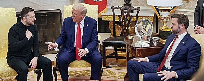 President Ukraine Zelenskyy President USA Trump and JD Vance in Oval Office Feb. 28 2025